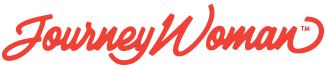 Red cursive text reads "JourneyWoman" with a trademark symbol on a light gray background.